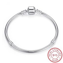 Vecalon Christmas Authentic 100% 925 Sterling Silver Snake Chain Bangle Bracelet Luxury Bijoux 17-23CM246N