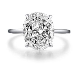 Vecalon Dazzing 925 Sterling zilveren verlovingsring Ovaal Cut 5ct Diamond CZ Wedding Band Ringen voor dames vingerjuwelen24677999