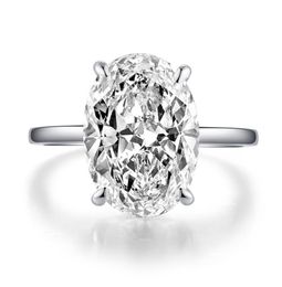 Vecalon Dazzing 925 Sterling zilveren verlovingsring Ovaal Cut 5ct Diamond CZ Wedding Band Ringen voor dames vingerjuwelen3865037