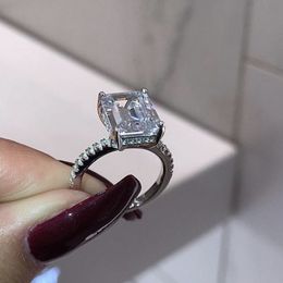 Vecalon Elegant Promise Ring Sterling Sier Declaración anillo de boda de diamantes Anillos de boda de diamantes para mujeres Joyas Moda de moda Daily Wear