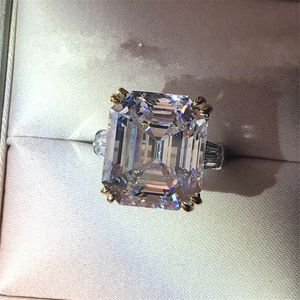 Vecalon bague de fiançailles en argent sterling 925 taille Asscher 6ct 5A Cz bagues de mariage de luxe pour femmes bijoux de mariée