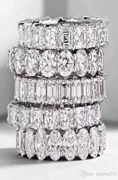 Vecalon Eternal Eternity Band Ring in argento sterling 925 Bijou Diamond cz Promise Anelli di nozze per le donne Accessori per feste da sposa9169013