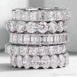 Vecalon Eternal Eternity Band Ring 925 Sterling Silver Bijou Diamond CZ Promed Mariage Anneaux pour femmes accessoires de fête de mariée 1968