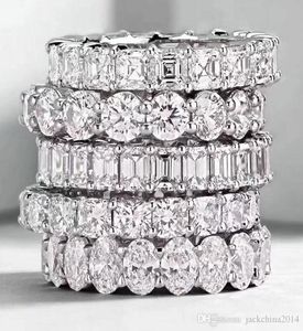 Vecalon Eternal Eternity Band Ring 925 Sterling zilver Bijou Diamond cz Promise trouwringen voor dames Bruidsfeestaccessoires9796436
