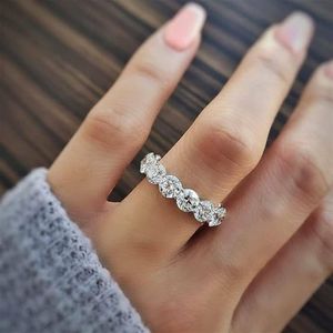 vecalon Eternity Promise Finger Ring 925 Sterling Zilver Diamond cz Engagement Wedding Band Ringen Voor Vrouwen Avondfeest Jewelry253C