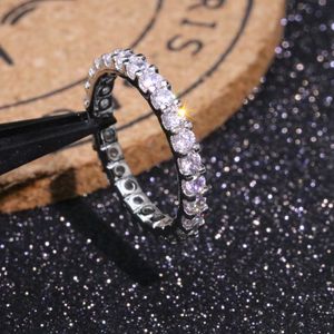 Vecalon Eternity Ring Real 100% 925 Sterling Silver Full Diamond Engagement Wedding Band Rings For Women Men Finger Jewelry 310K