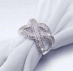 Vecalon Fashion Infinity Ring 925 Sterling Silver Diamond CZ Stone Betrokkenheid trouwringen voor vrouwen heren vingerjuwelen7677345