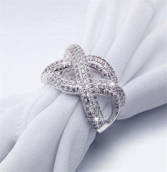 Vecalon Fashion Infinity Ring 925 Sterling Silver Diamond CZ Stone Engagement Band de mariage Rings For Women Men Bijoux Finger4895572