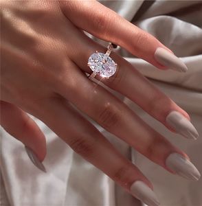 Vecalon Mode Ovaal Cut Sieraden 925 Sterling Zilveren Ring Diamond CZ Party Wedding Band Ringen voor Dames Mannen Gift