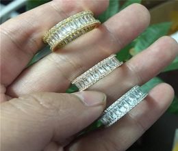 Vecalon Fashion Princess Cut Ring 5a Zircon Stone Gold rempli de groupe de mariage Bands de mariage pour femmes Bijoux doigt des hommes 3 Colors4202588