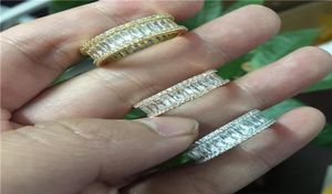 Vecalon Fashion Princess Cut Ring 5A Zirkon Stone Goud gevulde feest trouwringen voor vrouwen Men Finger Sieraden 3 kleuren3789178