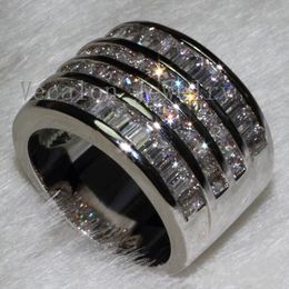 Vecalon Mode Ring Prinses Cut CZ Diamond Engagement Wedding Band Ring voor Dames 10kt Wit Goud Filled Party Finger Ring