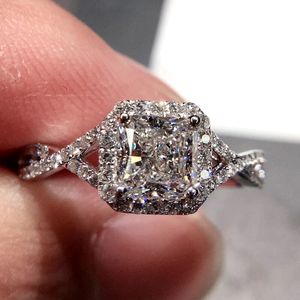 Vecalon mode femmes bague princesse coupe 1ct diamant Cz 925 bijoux en argent bague de fiançailles de mariage pour les femmes Gif