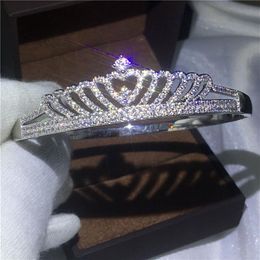 Vecalon – Bracelet couronne pour femmes, réglage pavé, Zircon 5A, or blanc, rempli de mariage, bijoux pour mère de mariée, 200E