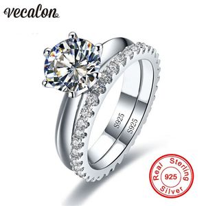 Vecalon Fine Jewelry Real 925 Sterling Silver Infinity Ring Set Diamond CZ Engagement Mariage Bands de mariage pour femmes Cadeau de mariée