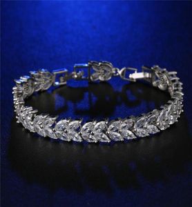 Vecalon Flower bijoux Pulsera femenina 5A Zircon Cz Oro blanco lleno de cristal Compromiso pulseras de boda para mujer Joyería 8159353
