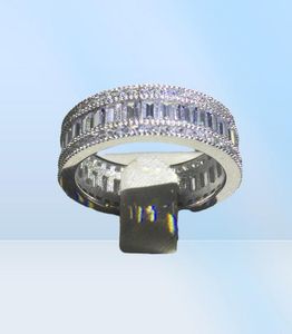 Vecalon Full Princess cut 20ct 5A Zircon cz alianza de boda femenina anillo de compromiso relleno de oro blanco de 10KT para mujer Sz 5112125886