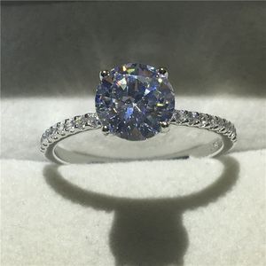 Vecalon fait à la main 100% réel 925 bague en argent Sterling princesse coupe 1ct Sona diamant fiançailles bagues de mariage pour les femmes