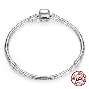 Vecalon Handmade 925 Sterling Silver Charm Bracelets pour Femmes Hommes Long 16-23cm Wide 3mm Snake Bone Chain Bracelet Fine Jewelry