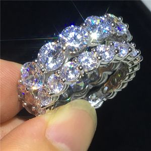 Vecalon Lover Promise Ring Round Cut 4 mm / 6 mm Diamond CZ 925 Sterling Silver Engagement Bands de mariage Bagues pour femmes bijoux de mariée