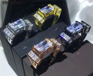 Vecalon Lovers Princess Cut Ring 925 Sterling Silver 5A CZ Engagement Band Anchages pour femmes Bijoux Finger Men Gift7973531