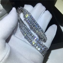 Vecalon luxe armband 3 rijen diamant wit goud gevuld belofte engagement bruiloft armbanden voor vrouwen sieraden cadeau