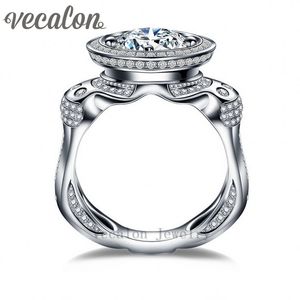 Vecalon Luxe Engagement Bruiloft Band Ring voor Mannen 3CT Gesimuleerde Diamond 220 stks Klein CZ 925 Sterling Silver Male Party Ring