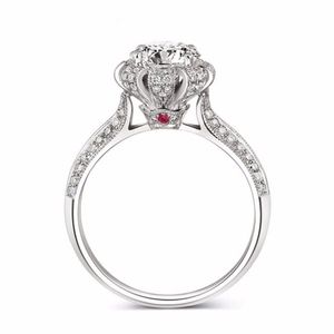 Vecalon bague de bijoux de mode de luxe rubis diamant simulé Cz 925 bague de fiançailles en argent Sterling pour femmes 257G