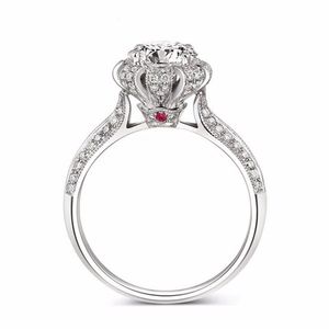 Vecalon bague de bijoux de mode de luxe rubis diamant simulé Cz 925 bague de fiançailles en argent Sterling pour femmes 2643