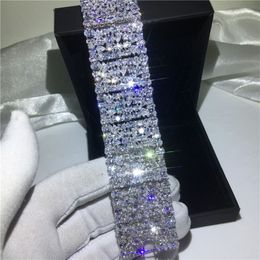 Vecalon luxe dame grand Bracelet diamant or blanc rempli de fiançailles Bracelet de mariage pour les femmes bijoux de mariée 318x