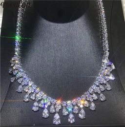 Collar de caída de agua de lujo de Vecalon Cojado de boda Diamond Party Gold Farty para mujeres Joyería7896063