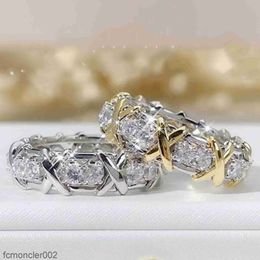 Vecalon Moissanite 3 kleuren Gem gesimuleerde diamant cz Betrokkenheid trouwring voor vrouwen 10kt wit geel goud gevulde vrouwelijke r246d ekag
