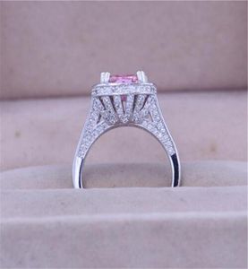 Vecalon New Women Ring Cushion Coup 10ct Pink 5a Zircon CZ 14KT WHITE GOLD REMPLAGE RAGNE DE MEALLE BAGDE STAILLE POUR FEMMES MEN GIED741052223