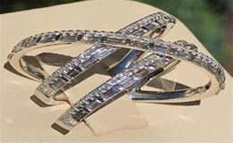 Vecalon Original 925 Sterling Silver Line Ring T Forme Diamond CZ Engagement Band de mariage pour femmes Bridal Fine Party Jewelry4034346