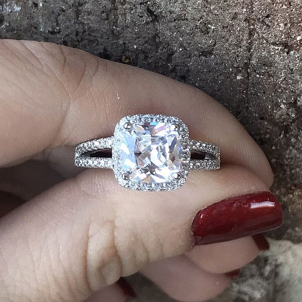 Vecalon joyería de moda Original 100% anillos de boda de plata esterlina 925 para mujeres con 8mm CZ Anillo de compromiso de diamante al por mayor