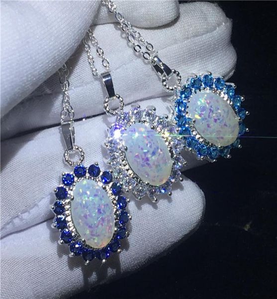 Vecalon Princess Royal Pendant 925 Silver Opal Diamond Party Party Pendentids with Collier For Women Men Bijoux Gift1395939