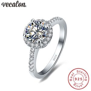 Vecalon Real 925 anillo infinito de plata esterlina 5A Zircon Cz Diamon compromiso anillos de boda para mujer regalo de dama de honor