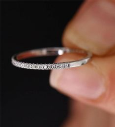 Vecalon Simple Finger Ring 925 Sterling Silver Diamond Party Bands de mariage pour femmes bijoux de doigts nuptiales Gift8760864