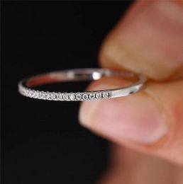 Vecalon Simple Finger Ring 925 Sterling Silver Diamond Party Bands de mariage pour femmes bijoux de doigt nuptial 3300607