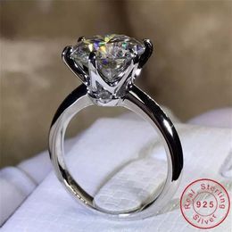 Vecalon Solitaire Promise Diamantring, 100 % echtes 925er Sterlingsilber, 8 mm, 5A CZ, Verlobung, Ehering, Ringe für Frauen, Brautschmuck, Jewe2747