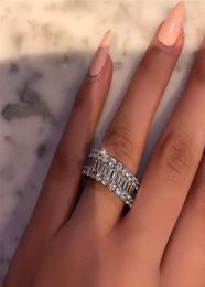 Vecalon Sunset Boulevard Eternity Promise Ring 925 Sterling Silver Diamond Party Bands de mariage pour femmes bijoux3899777