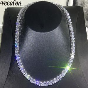 Vecalon Tennis Ketting Wit Goud Gevuld Volledige Princess cut 7mm Diamond Party Bruiloft kettingen voor Vrouwen mannen Hiphop Jewelry2827