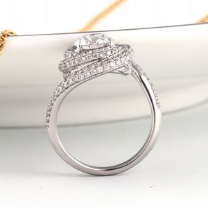 Vecalon Unique Promise Ring 925 Sterling Silver Pave Setting Diamonds CZ Engagement Bands de mariage Anneaux pour femmes bijoux nuptiales