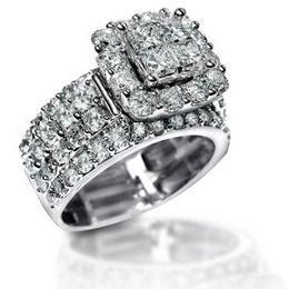 Vecalon Vintage Court Ring 925 en argent sterling diamants carrés cz promesse de fiançailles anneaux de mariage pour les femmes bijoux de mariée203i