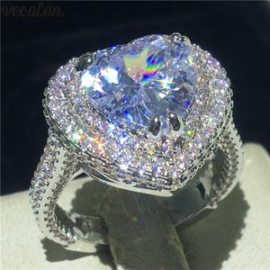 Vecalon Vintage Hart Belofte Ring 925 Sterling Zilver 5A Cz Engagement Wedding Band Ringen Voor Vrouwen Bruids Vinger Sieraden