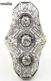 Vecalon Винтажное кольцо с гиперболой из стерлингового серебра 925 пробы с кристаллами Cz, вечерние обручальные кольца для женщин и мужчин Jewelry3696046