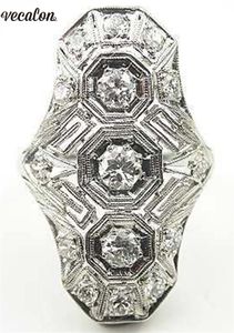 Vecalon vintage Hyperbole Ring 925 Sterling Silver rempli Crystal Cz Party Band Anchages pour femmes Bijoux pour hommes
