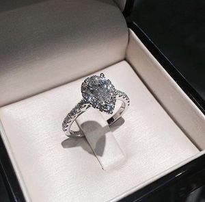 Vecalon bague de promesse goutte d'eau en argent sterling 925 3ct diamant bague de fiançailles anneaux de mariage pour femmes bijoux cadeau