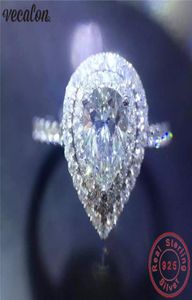 Vecalon Water Drop Promise Ring 925 Bague de fiançailles en argent sterling Pierre coupé en diamant bagues pour femmes bijoux 3547875