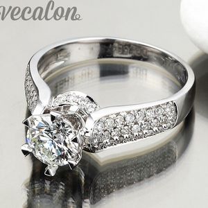 Vecalon Wedding Band pour femmes 1.5ct cz diamant sterling sier féminin de fiançailles